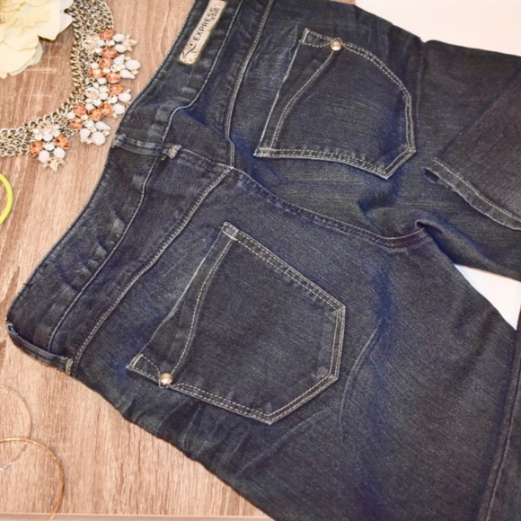 Express Mid Rise Dark Wash Stella Jeans Size 2 - Picture 3 of 7